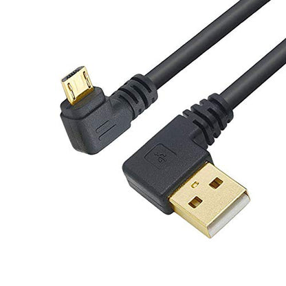 Micro USB Right Angle 90 Degree Cable Charging Extension Micro-B Male to USB2.0 Cable Data line with Gold Plated Connector Left/Right Angled 5.9inch (0.15m)