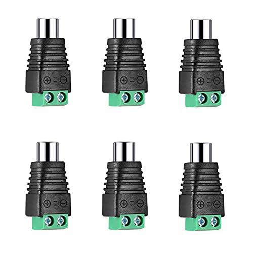 RCA Screw Terminal Connector, Audio/Video Connector Adapter, Female Jack Solderless Converter for Speaker Wire to RCA - color: 6 pack Female