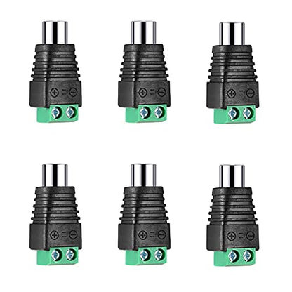 RCA Screw Terminal Connector, Audio/Video Connector Adapter, Female Jack Solderless Converter for Speaker Wire to RCA - color: 6 pack Female