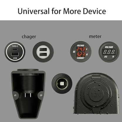 12V USB Charger Tent Panel Plastic Housing 2 PCS 1 Hole for USB Socket, DAMAVO Multiple Function Car DIY Accessories Boat ATV RV Marine 12V Socket Power Outlet for Cigarette Lighter Power Socket