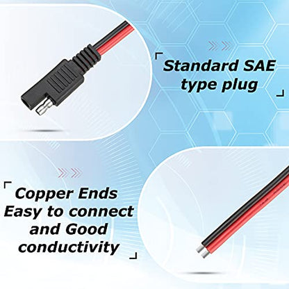 Frienda 16 Pack 14 Awg 2 Pin SAE Quick Connectors Extension Cable 1FT 12V - size: 14 AWG