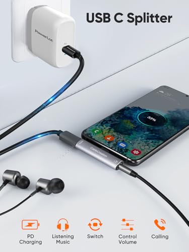 CableCreation USB C to 3.5mm Headphone and Charger Adapter,2 in 1 Charger - style: USB C+3.5mm Audio+60W USB C Charging