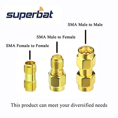 Superbat RF coaxial SMA Male to SMA Female Bulkhead RG174 6.56ft Cable + 3pcs RF Coax SMA Adapter Kit for SDR Equipment Antenna Ham Radio,3G 4G LTE Antenna,ADS-B,GPS and etc - size: 2M/6.56FT RG174