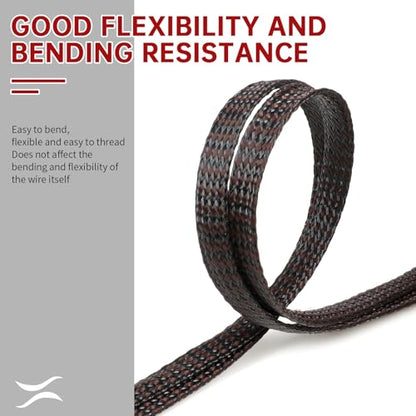 Expandable Braided Cable Sleeve, PP Yarn + PET Braided Expandable Sleeving Cable Management Protection High Density PET Wire Cover Sheath for Cables (Brown Black, 12mm-49ft) - color: Brown Black, size: 12mm (15/32")-49ft