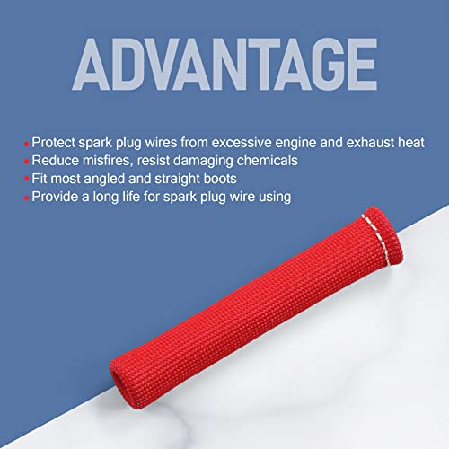 JDMSPEED 8PCS Red 1200° Spark Plug Wire Boots Heat Shield Protector Sleeve Cover Replacement for SBC BBC 350 454 6 Inch - color: Red