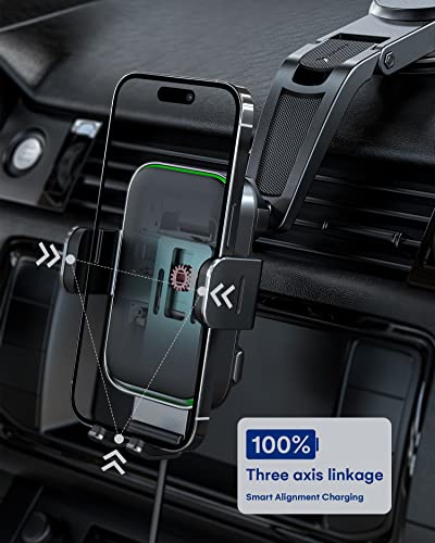 ZEEHOO Wireless Car Charger, DUOXX Dual Coils 15W Fast Charging Auto-Clamping Car Mount, Dashboard, Vent Charging Phone Holder for iPhone 17 16 15 14 13 12, S23 Ultra, Z Flip4 3, etc