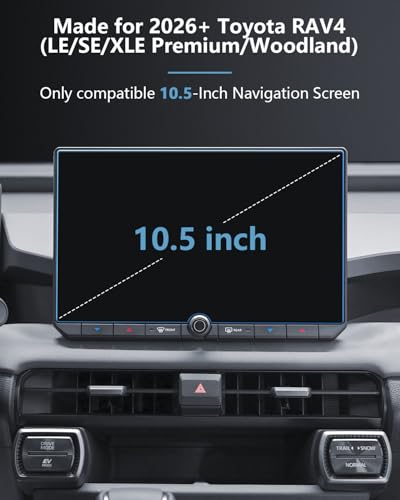 SKTU for 2026 Toyota RAV4 Screen Protector 10.5 Inch for 2026+ Toyota RAV4 (LE/SE/XLE Premium/Woodland) 10.5-Inch Infotainment Screen Toyota RAV4 2026 Accessories 2026 RAV4 Tempered Glass Screen Protective Film [9H Hardness, Ultra HD, Anti-Glare&Scratch]