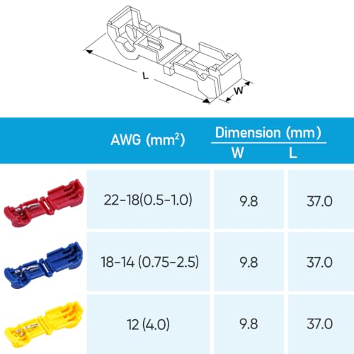 TICONN T Tap Wire Connectors, T Wire Quick Splice Connector, T Connectors for Wiring with Storage Case (Yellow 80 Pcs) - style: Yellow 80 Pcs