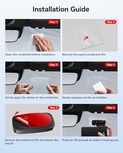REDTIGER Adhesive and Electrostatic Stickers for F17 Elite / VC70 Dash Cam Mounting, Strong Windshield Grip, No Sticky Residue, Double-Sided Design