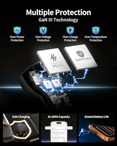 3-Port 70W Fast Car Charger for iPhone 14 13 12 11 Pro Max SE XR XS X 8 7 6 - color: Black