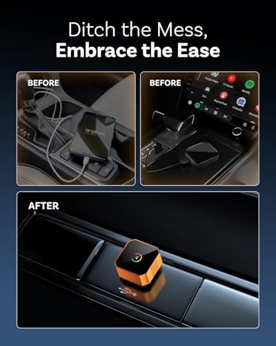 2026 Wireless CarPlay Adapter for iPhone & Android Wired to Wireless CarPlay & Android Auto Plug and Play Fast Auto Reconnect Stable Control Compatible for iOS 10+ & Android11+
