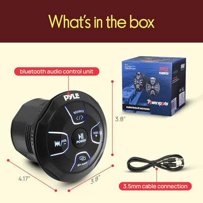 Pyle Amplified Wireless BT Audio Controller - 300 Watt Waterproof Rated Marine Receiver Remote Control for Car, Truck, Boat, 4x4, PowerSport Vehicles, Full Range Stereo Sound Reproduction -PLMRBT20