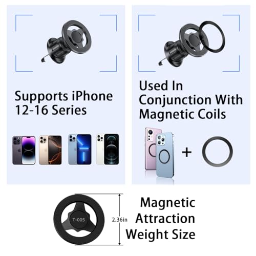Car Magnetic Phone Holder, 360 Degree Rotation Auto Cellphone Mount for Dashboard Air Vent, Strong Magnet Vehicle Interior Smartphone Hook, Universal for SUV Sedan Trucks (Vent/Style A) - color: Vent/Style A