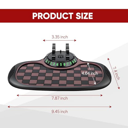 Wuyaoyao Multifunction Car Anti-Slip Mat Auto Phone Holder, PVC Car Dashboard Non-Slip Pad Phone Mount with Temporary Parking Number, Automotive Sticky Dash Pad for Phones, Keys, Gadgets (Black+Brown) - color: Black+Brown