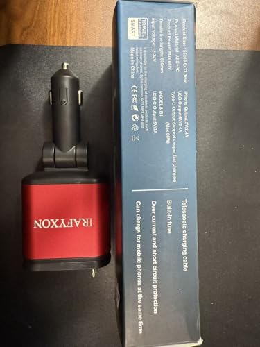 Retractable Car Charger with 31-Inch Cables 4 in 1 Fast Car Charger USB C Car Adapter with Starry Sky Light for iPhone 17 16 15 14 Car Accessories Gifts for Men Women Drivers (RED) - color: RED