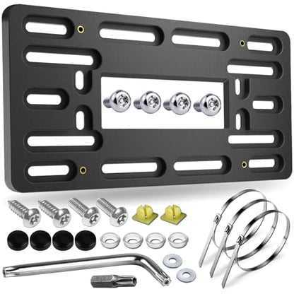 Aootf Front License Plate Bracket Holder, Bumper License Plate Mounting Kit - color: Black Bracket