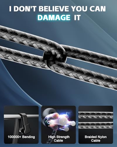 USB C Cable 1ft, Right Angle USB-C Cable, 60W Fast Charging, Nylon Braided - size: 1ft