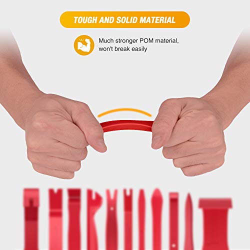 GOOACC 40Pcs Trim Removal Tool,Auto Terminal Removal Key Tool,Auto Clip Pliers Stereo Removal Tools,Car Upholstery Repair Removal Kit,Precision Hook and Pick Set,Wiring Threader,Car Film Scraper - color: Red