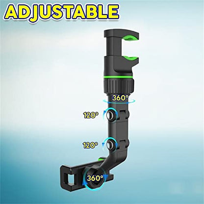 Ivieicip 360° Car Rearview Mirror Mount Stand Holder for Cell Phone and GPS, 2023 New Universal Adjustable Phone Holder, Can Be Fixed and Adjusted Automobile Cradles, Suitable for All Phone Models - color: Green