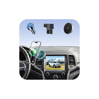 Phone Mount for Jeep Grand Cherokee (2014-2017 2018),Magnetic Phone Holder,Magsafe Car Mount Charger,Dashboard Phone Holder with Car Adapter,15W Wireless Charging for iPhone & Android,Car Accessories - size: Jeep Grand Cherokee | 2014-2018