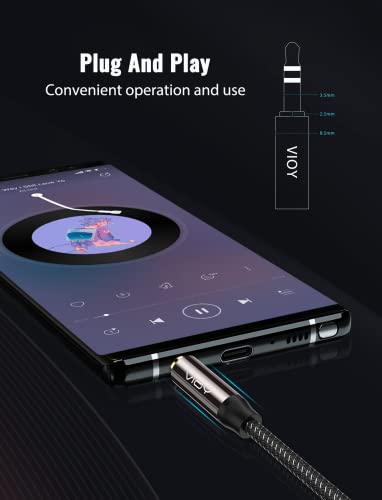 VIOY Aux Cable (6 ft), [Copper Shell, Hi-Fi Sound] 3.5 mm Male to Male Braided Auxiliary Cord Compatible with Headphone, Smartphone, Home/Car Stereo, Speaker, Echo & More