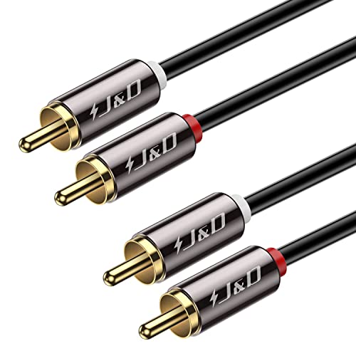J&D 2 RCA M/M Stereo Audio Cable, Gold-Plated 2RCA Male to 2RCA Male Copper Shell Auxiliary Audio Cord for Home Theater HDTV Amplifiers Hi-Fi Systems Speakers, RCA Audio Cables, 12 Feet - size: 12 Feet