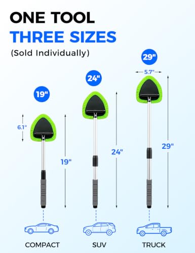 XINDELL 24-inch Windshield Cleaner Tool – Upgrade Large Head Car Interior&Exterior Window Cleaning Kit with Extendable Handle & 4 Microfiber Pads, Auto Wiper Brush for Car, Trucks, SUVs, RVs & Home - size: 24in
