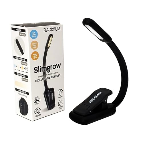 Rechargeable Book Light for Reading - 9LED Eye-Caring Clip Light w/ 9 Color Temp, Stepless Dimming, 50H Battery, USB-C, Ultra Slim - Gift for Book Lovers (Black) - color: Black