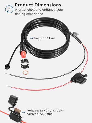 Replacement for 010-11425-01 Threaded Transducer Power Cable Compatible with Garmin GLS 10 Sonar Module, GPSMAP 6200, 7200, 8200 MFD Series, 8500, 8530 Back Box and Panoptix LiveScope System