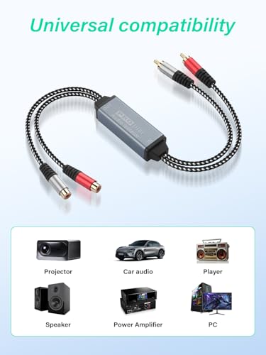 RCA Noise Isolator, Dual Channel RCA Ground Loop Audio Signal Filter,for Car Audio/Home Stereo System, High-Fidelity Sound Eliminating Buzzing Noise