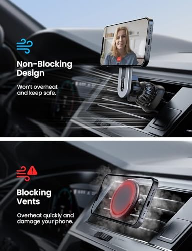 LISEN for Magsafe Car Mount, Strong Magnets Magnetic Phone Holders for Your Car, 360 Degree Adjustable Air Vent Hands Free Car Phone Holder Fit for iPhone 17-12 & All Smartphones, Silver - color: Silver