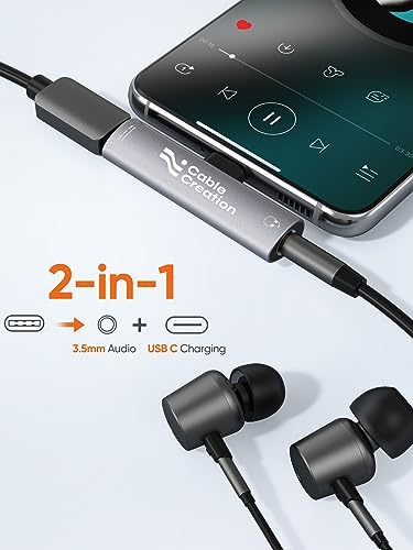 CableCreation USB C to 3.5mm Headphone and Charger Adapter,2 in 1 Charger - style: USB C+3.5mm Audio+60W USB C Charging