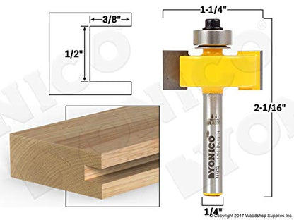 YONICO Slot Cutter Router Bit 1/2-Inch Height X 3/8-Inch Depth 1/4-Inch Shank 14187q - style: 1/2" Height - 3/8" Depth - 1/4" Shank