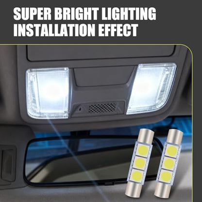 10 PCS Car T6 Vanity Mirror Sun Visor LED Light, 5050-3SMD 12V Flat Head Dual Tip 180 Degree Lighting Reading Lamp, Plug and Play Interior Lighting Kit, Suitable for Most Cars (White)