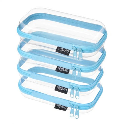 YQBRAO Clear Hard Shell Zipper Cases, 4 Small Cable Organizers, Blue - color: Blue, size: 4 Pack(S)