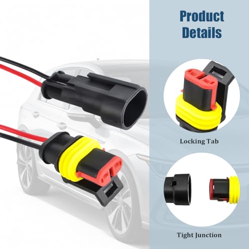 5PCS 2 Pin Car Electrical Wire Connector, Waterproof Male and Female Vehicle Terminal Wire Connectors Plug, Automotive Wire Plug Socket Kit, Universal for Sedan Truck Motorcycle - size: 2 Pin
