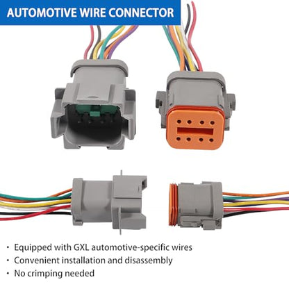 2Set Deutsch DT 8 Pin Waterproof Connector Kit DT Automotive Electrical Connector 8 Way Male Female Plug Wiring Harness with 16 AWG Cable Wire for Car Truck Boats - color: 2Sets 8Pin