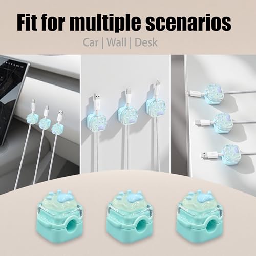 9Pack Magnetic Cable Clips,Night-Glowing Cord Holder,Blue Cat - color: Blue Cat
