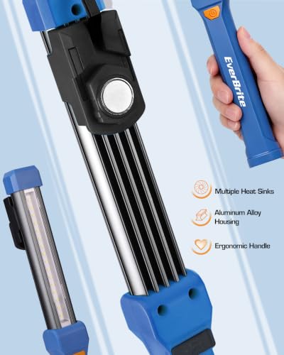 EverBrite 1000LM Work Light, Rechargeable Magnetic Flashlight, Blue - color: Blue