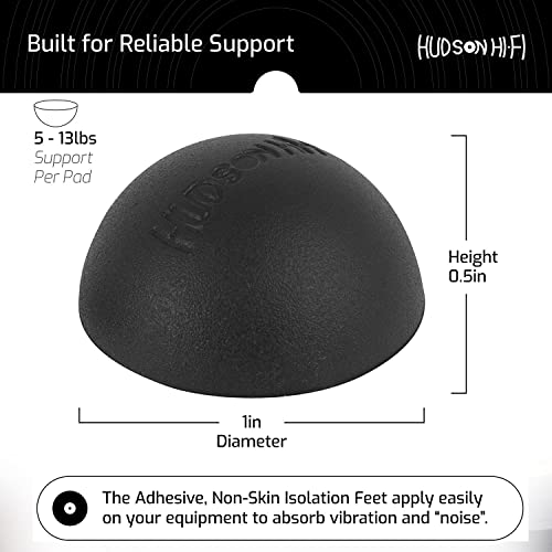 Hudson Hi-Fi Speaker Isolation Feet (4-Pack, 1") – Adhesive Silicone Anti-Vibration Pads for Speakers, Turntables, Subwoofers & Amplifiers, Supports 5-13 lbs Per Pad - size: 1" Hemisphere
