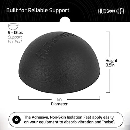 Hudson Hi-Fi Speaker Isolation Feet (4-Pack, 1") – Adhesive Silicone Anti-Vibration Pads for Speakers, Turntables, Subwoofers & Amplifiers, Supports 5-13 lbs Per Pad - size: 1" Hemisphere