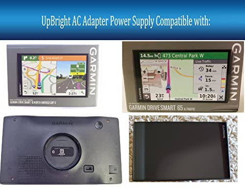 UpBright 5V Car DC Adapter Compatible with Garmin DriveSmart 42 44 51 52 53 54 55 56 57 58 61 65 66 67 68 70 71 GPS Navigator TA20 Nuvi 2555lmt 2597lmt 2598lmt 2599lmt DriveAssist DriveTrack RV770 780