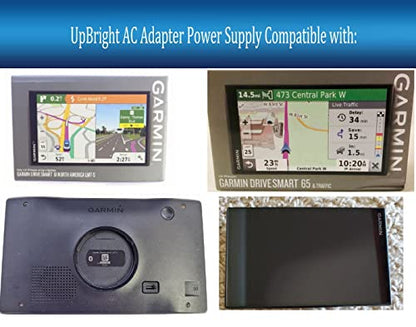 UpBright 5V Car DC Adapter Compatible with Garmin DriveSmart 42 44 51 52 53 54 55 56 57 58 61 65 66 67 68 70 71 GPS Navigator TA20 Nuvi 2555lmt 2597lmt 2598lmt 2599lmt DriveAssist DriveTrack RV770 780