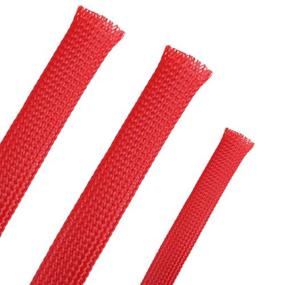 25ft PET Expandable Braided Cable Sleeve 1/3inch(8mm) Pet Braided Cable Sleeve for Audio Video Device Wire Automotive Wire (Red) - color: Red, size: 8mm"(1/3 inch)