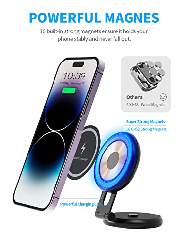 Fast Charging Wireless Car Charger Mount, Magnetic Foldable Car Phone Holder for Tesla Model 3/Y Designed for MagSafe Compatible with iPhone 12/13/14 Series - color: Wireless Charge Version