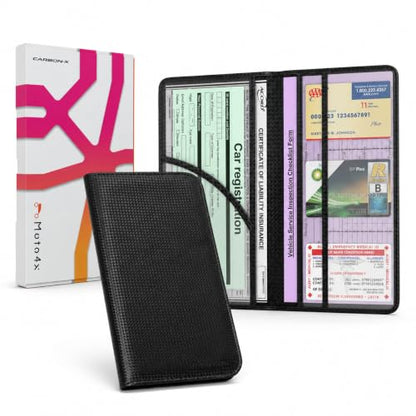 Car Registration and Insurance Holder, Carbon Black Premium PU Leather - color: Carbon Black