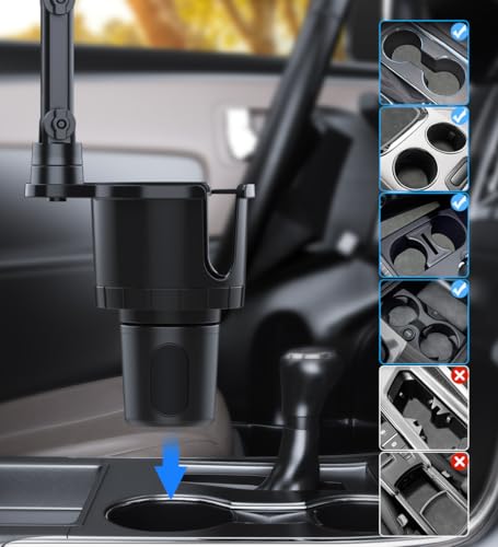 Cup Holder Phone Tablet Mount, 2 in 1 iPad Car Cup Holder with Expander Adjustable Arm for 4.7-10 inches Phone Tablet Mount Compatible for iPad Pro Air Mini, Fire,iPhone 17,Galaxy Phones