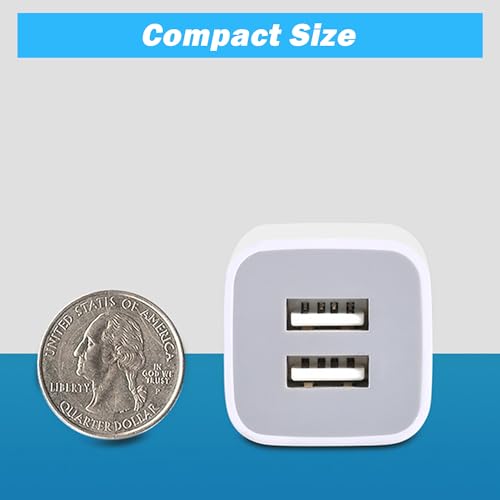 USB Charger Block, 4Pack 2.1A Dual Port USB Wall Charger Plug Power Adapter - color: White