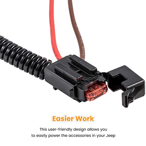 E-cowlboy 12 Volt Power Adapter for 1999-2025 Jeep Wrangler TJ TJU JK JKU JL JLU Unlimited & 2020-2025 Gladiator JT (2-Door & 4-Door)