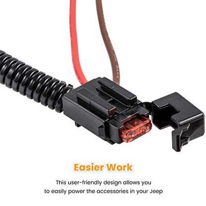 E-cowlboy 12 Volt Power Adapter for 1999-2025 Jeep Wrangler TJ TJU JK JKU JL JLU Unlimited & 2020-2025 Gladiator JT (2-Door & 4-Door)